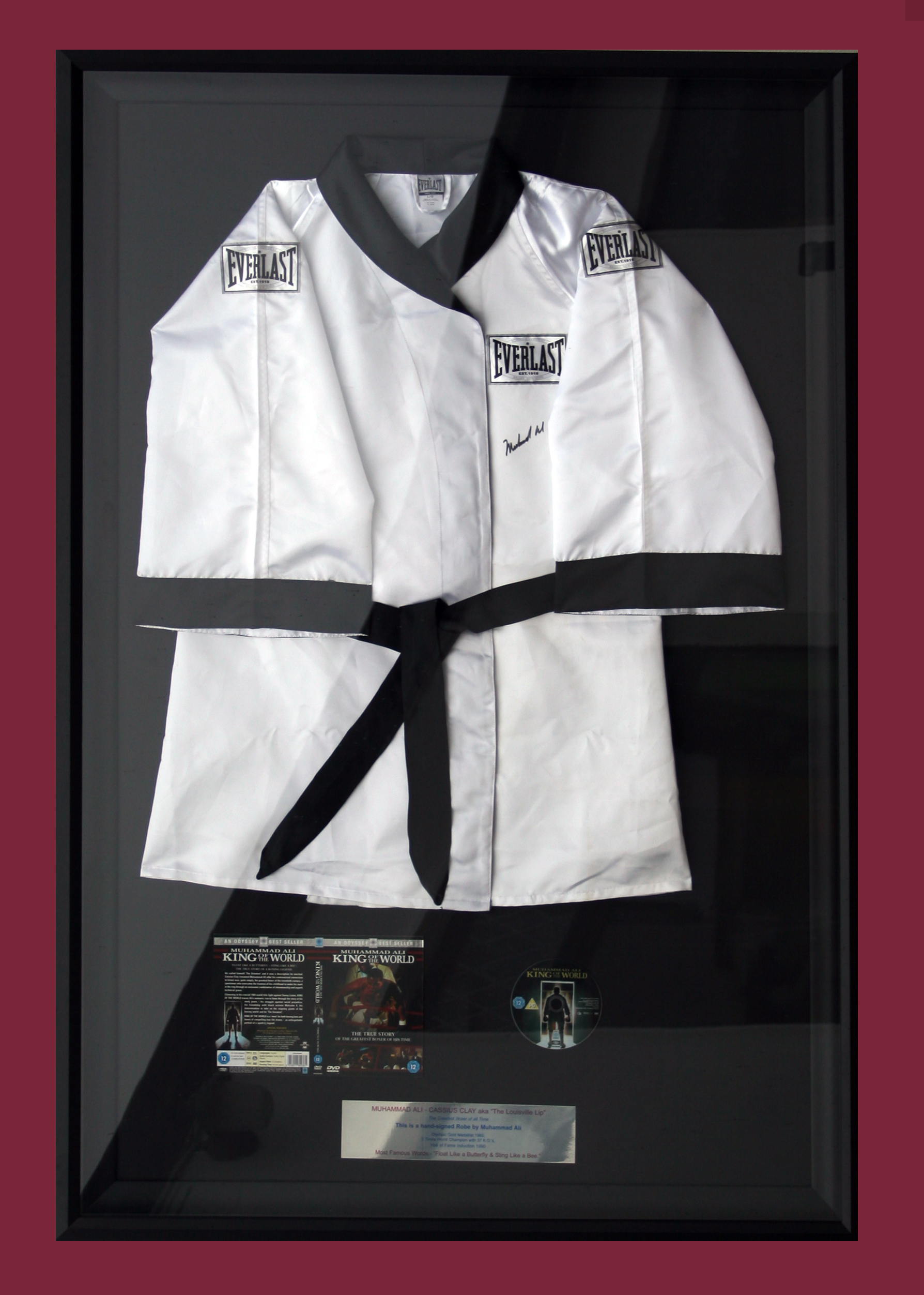 MUHAMMAD ALI - Hand Signed Boxing Robe,  with DVD 'Muhammad Ali King of the World'